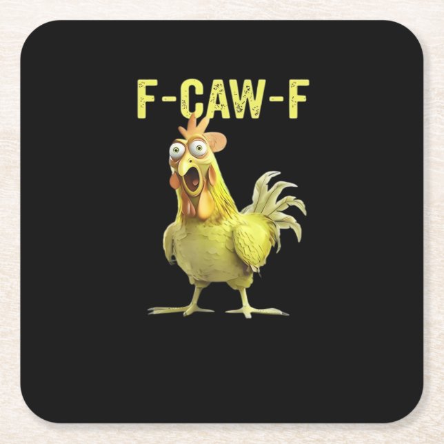 F-Caw-F Funny Chicken Classic Creative Casual Rechteckiger Pappuntersetzer (Vorderseite)