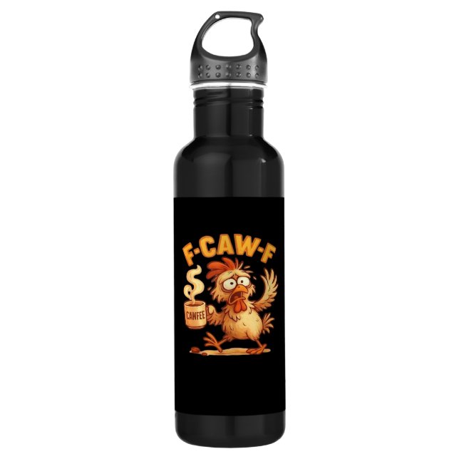 F-Caw-F Funny Chicken Classic Retro Graphic Edelstahlflasche (Vorderseite)