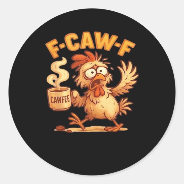 F Caw F Funny Chicken Classic Retro Graphic Runder Aufkleber (Vorderseite)