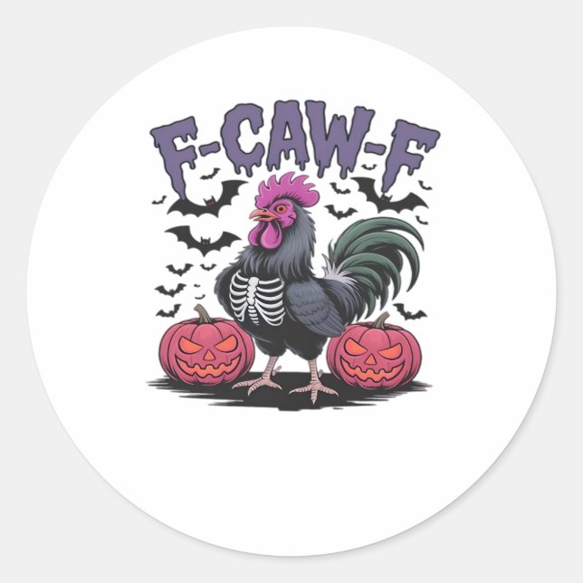 F-Caw-F Funny Chicken Classic Retro Graphic Runder Aufkleber (Vorderseite)