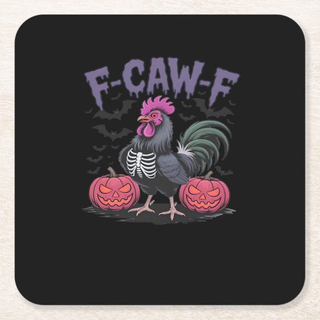 F-Caw-F Funny Chicken Classic Simple Style Rechteckiger Pappuntersetzer (Vorderseite)