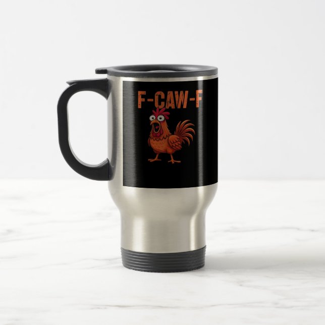 F Caw F Funny Chicken Classic Trendy Modern Style Reisebecher (Links)