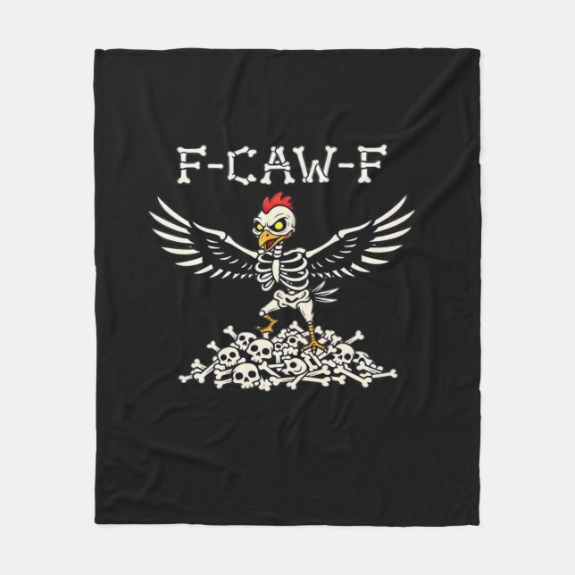 F Caw F Funny Chicken Halloween Cool Unique Style Fleecedecke (Vorderseite)