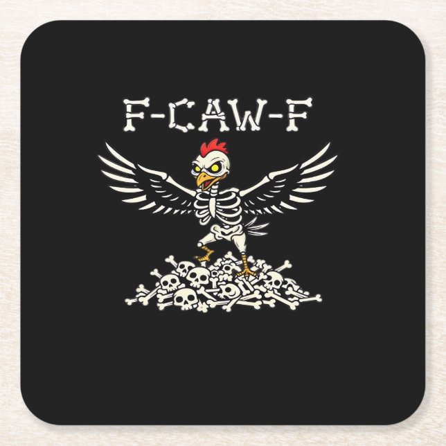 F Caw F Funny Chicken Halloween Cool Unique Style Rechteckiger Pappuntersetzer (Vorderseite)