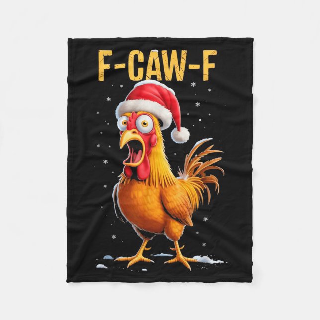 F-caw-f Funny Chicken Humor Meme Christmas Men Wom Fleecedecke (Vorderseite)