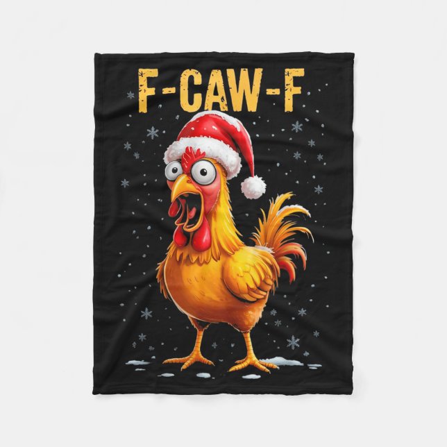 F-caw-f Funny Chicken Humor Meme Christmas Men Wom Fleecedecke (Vorderseite)