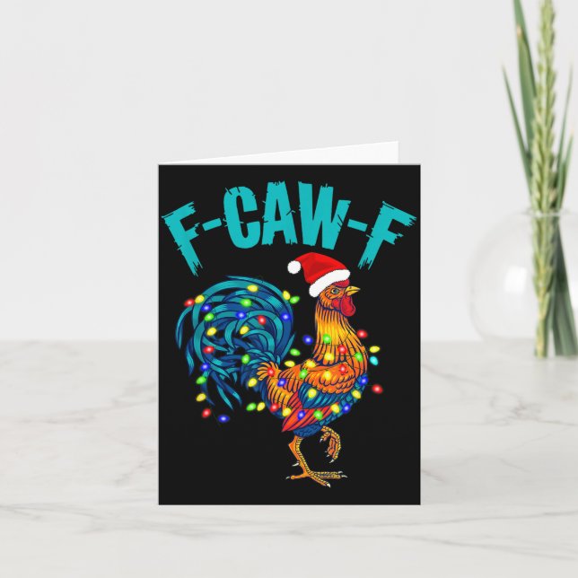 F-caw-f Funny Chicken Humor Rooster Meme Christmas Karte (Vorderseite)