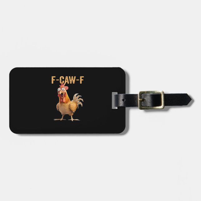 F Caw F Funny Chicken Humor Rooster Meme Classic Gepäckanhänger (Vorderseite horizontal)