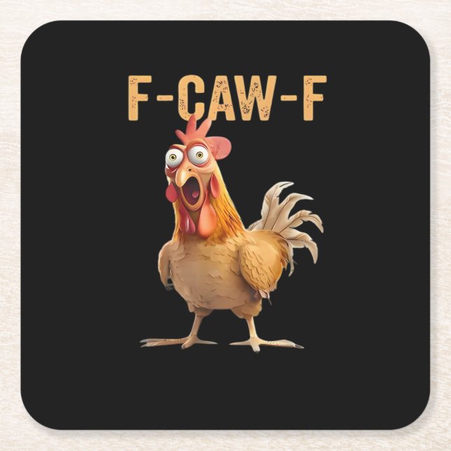 F Caw F Funny Chicken Humor Rooster Meme Classic Rechteckiger Pappuntersetzer (Vorderseite)