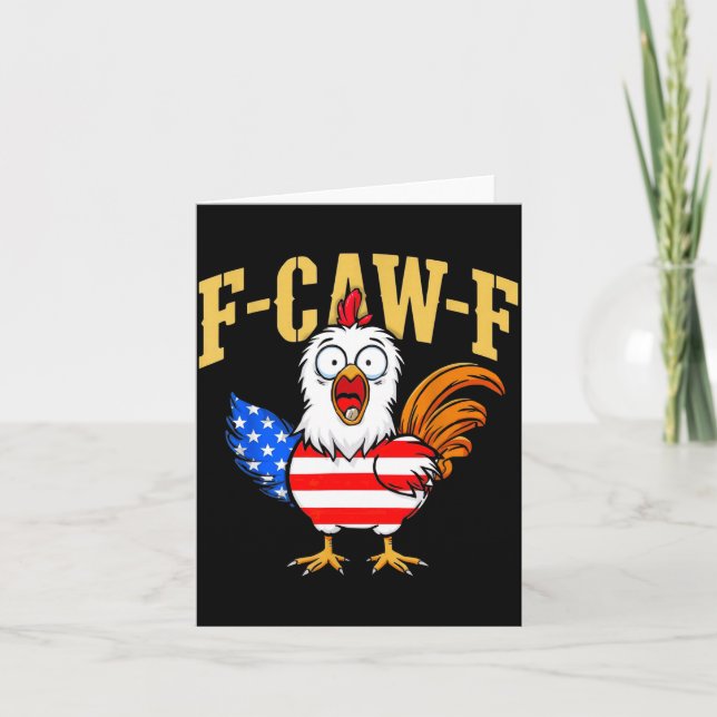 F-caw-f Funny Chicken Humor Usa Flag Quote Rooster Karte (Vorderseite)