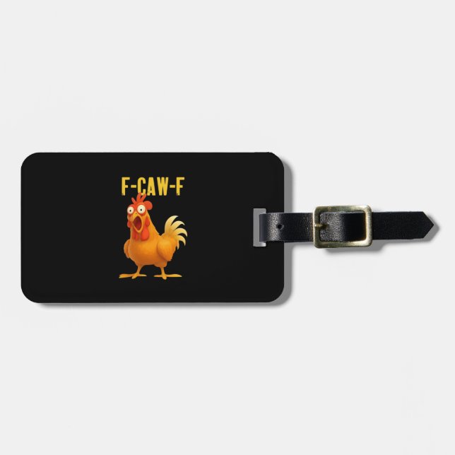 F Caw F Funny Chicken Meme Trendy Modern Style Gepäckanhänger (Vorderseite horizontal)
