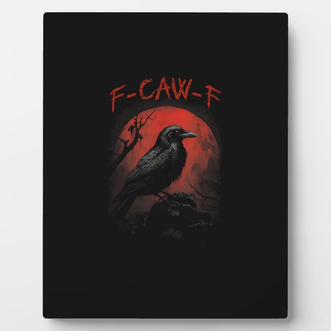 F-Caw-F Funny Crow Blood Moon Gothic Adult Humor Fotoplatte (Vorderseite)