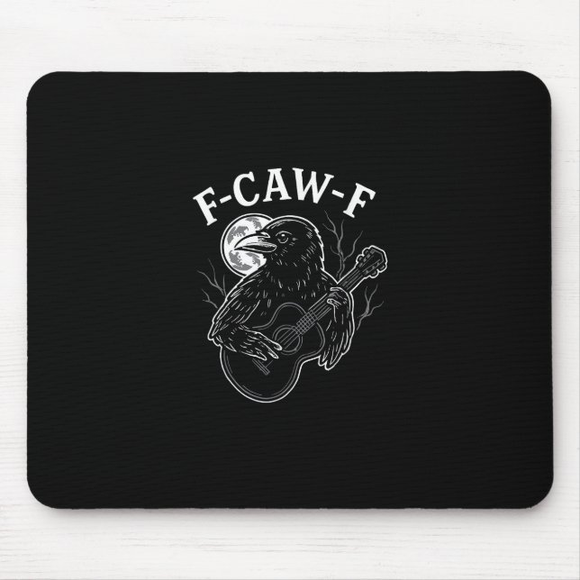 F-Caw-F Funny Crow Guitar Halloween Bird Music Vin Mousepad (Vorne)