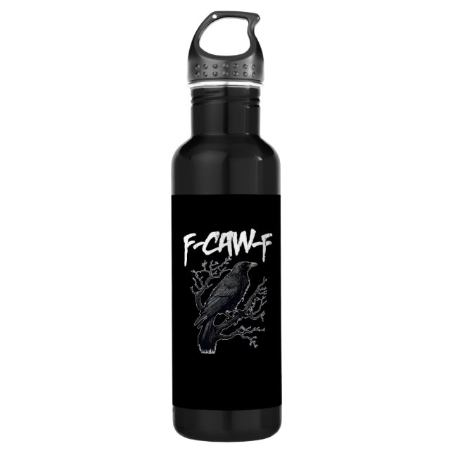 F-Caw-F Funny Crow Minimal Clean Edelstahlflasche (Vorderseite)