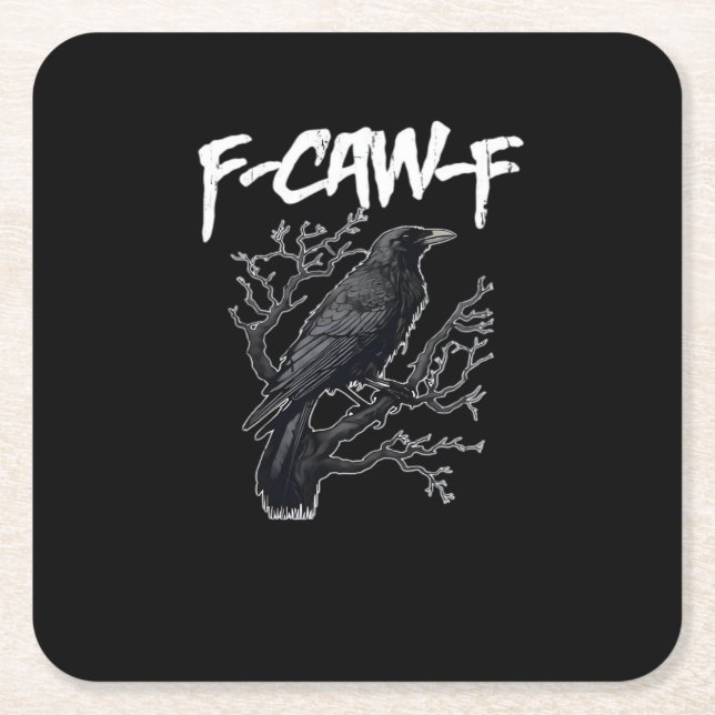 F-Caw-F Funny Crow Minimal Clean Rechteckiger Pappuntersetzer (Vorderseite)