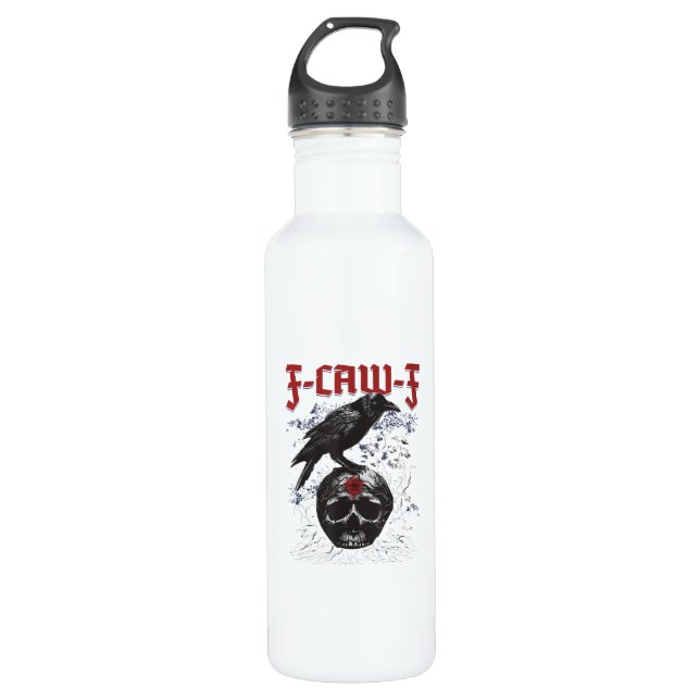 F-Caw-F Funny Halloween Crow Raven Gothic Humor Edelstahlflasche (Vorderseite)