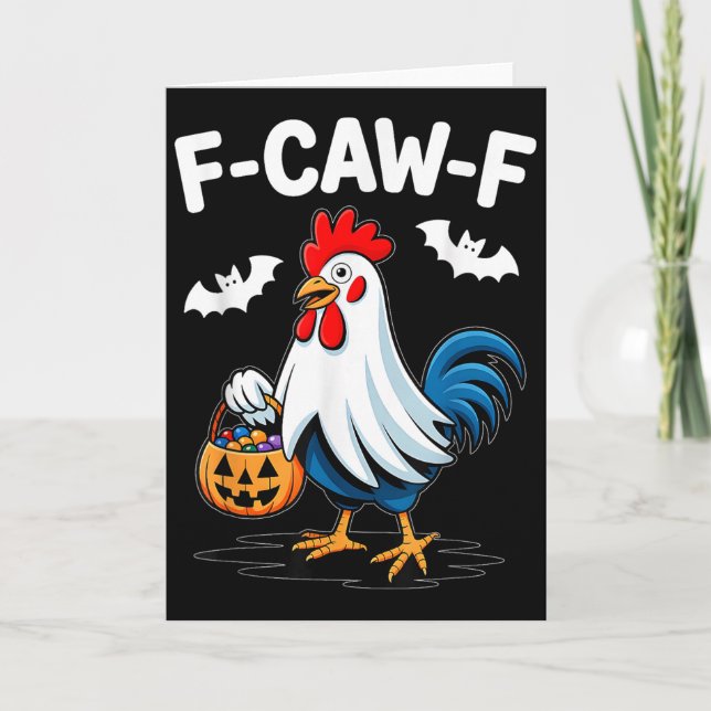 F-caw-f Funny Quote Rooster Meme Chicken Ghost Hal Karte (Vorderseite)