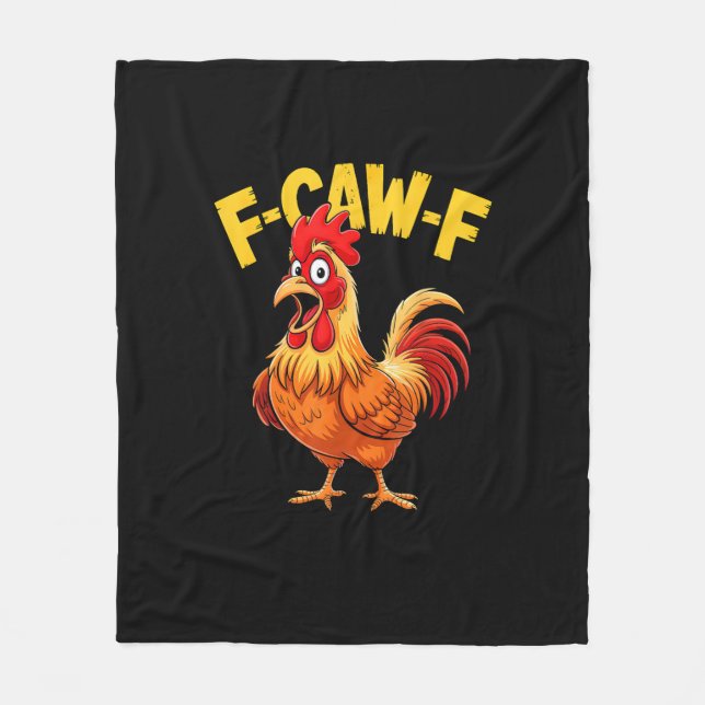 F Caw F Funny Quote Rooster Meme Lover Design Fleecedecke (Vorderseite)