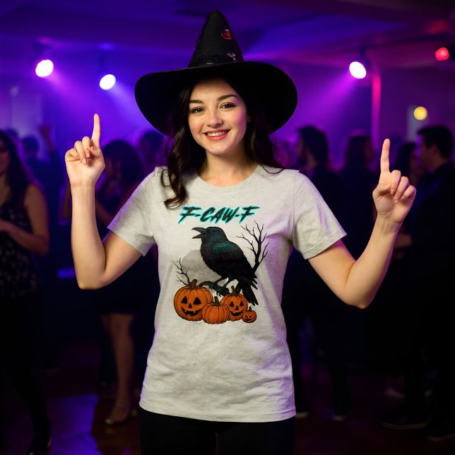 F-Caw-F Funny Raven Bird Clipart Halloween Pumpkin Tri-Blend Shirt (Von Creator hochgeladen)