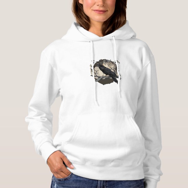 F-Caw-F Funny Raven Pun Gothic Crow Humor Retro Cl Hoodie (Vorderseite)