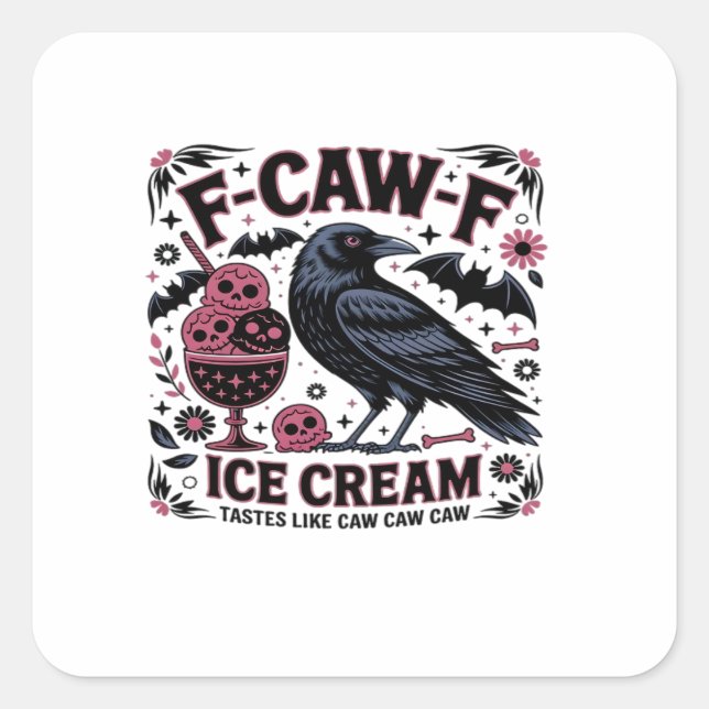 F Caw F Funny Trendy Quadratischer Aufkleber (Vorderseite)