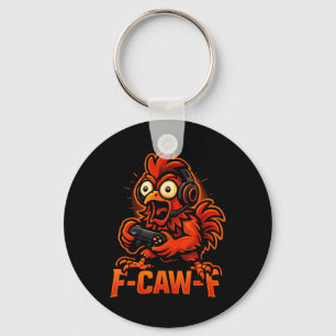 F-caw-f Gamer - Lustiger Hahn Hühner Gaming _2  Schlüsselanhänger