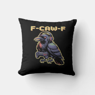 F-Caw-F Gaming-Rabe mit Kopfhörern - Edgy Stream Kissen