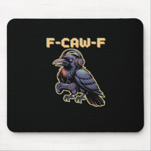 F-Caw-F Gaming-Rabe mit Kopfhörern - Edgy Stream Mousepad