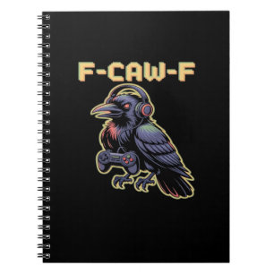 F-Caw-F Gaming-Rabe mit Kopfhörern - Edgy-Stream Notizblock