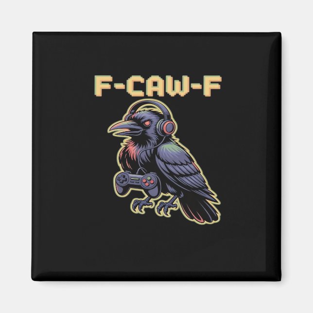 F-Caw-F Gaming Raven With Headphones - Edgy Stream Magnet (Vorne)