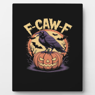 F-Caw-F Gruseliger Halloween-Rabe Kürbis-Fledermau Fotoplatte