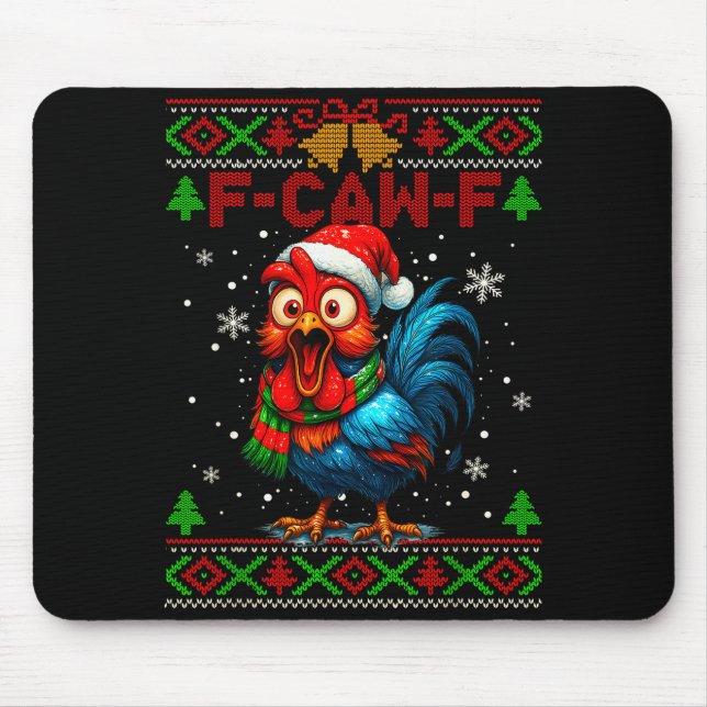 F Caw F Hahn Lustiger Vogel Fcawf Hühnerflüsterer Mousepad (Vorne)