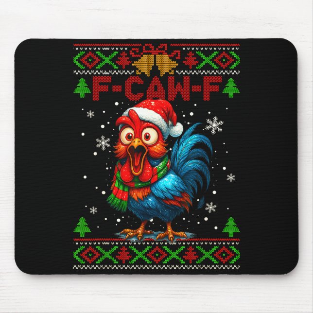 F Caw F Hahn Lustiger Vogel Fcawf Hühnerflüsterer Mousepad (Vorne)