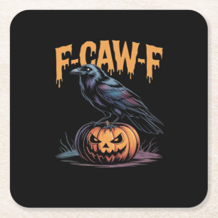 F-Caw-F Halloween-Rabe Jack-O-Lantern Gruseliger O Rechteckiger Pappuntersetzer