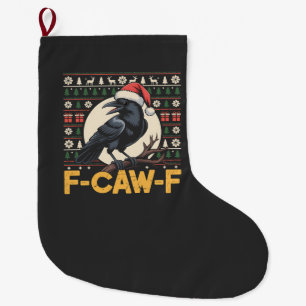 F-Caw-F Hässlicher Weihnachtspullover Lustiger Rab Großer Weihnachtsstrumpf