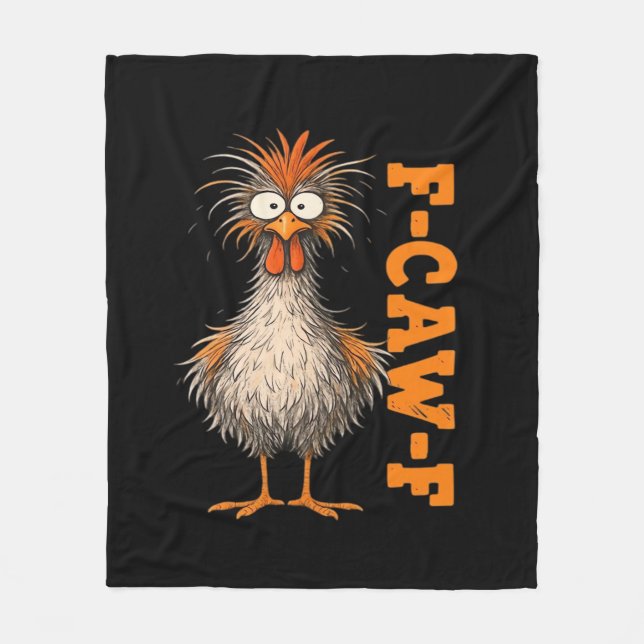 F-Caw-F-Huhn Eifrig Bunter Lustiger Hahn Ich Fleecedecke (Vorderseite)