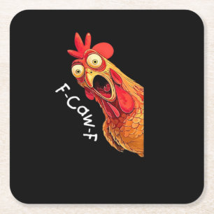 F-Caw-F-Huhn Klassisches Vintage-Grafik Rechteckiger Pappuntersetzer