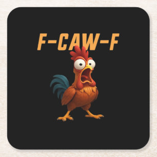 F-Caw-F Huhn Lustiges Huhn F-Caw-F Zahnrad Retro G Rechteckiger Pappuntersetzer