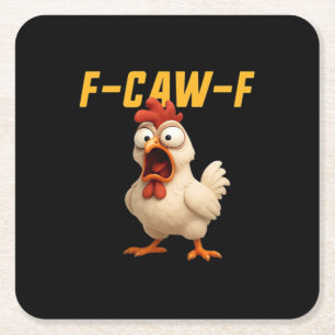 F-Caw-F Huhn Lustiges Huhn F-Caw-F Zahnrad Vintage Rechteckiger Pappuntersetzer