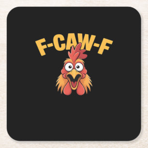F-Caw-F Huhn Lustiges Huhn Kreatives Grafik Rechteckiger Pappuntersetzer