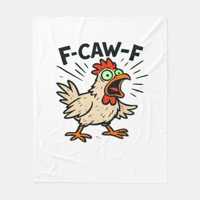 F-Caw-F Huhn Vintage-Grafik Fleecedecke (Vorderseite)