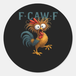 F-Caw-F Huhn Wesentlicher Vintage-Stil Runder Aufkleber