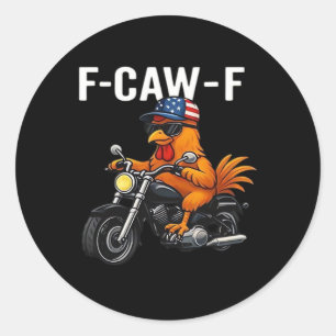F-Caw-F Hühnchen Klassisches Ästhetisches Grafik Runder Aufkleber