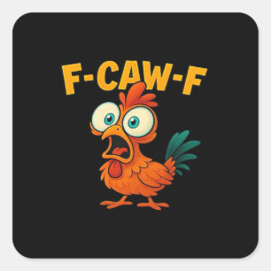 F-Caw-F Hühnchen Wesentliche Kreative Casual-Kleid Quadratischer Aufkleber