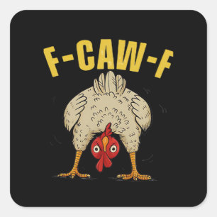 F-Caw-F Humor Gothic Crow Funny Ästhetischer Stil Quadratischer Aufkleber