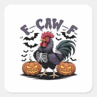 F Caw F Humor Krähe Gothic Lustiger Stil Quadratischer Aufkleber