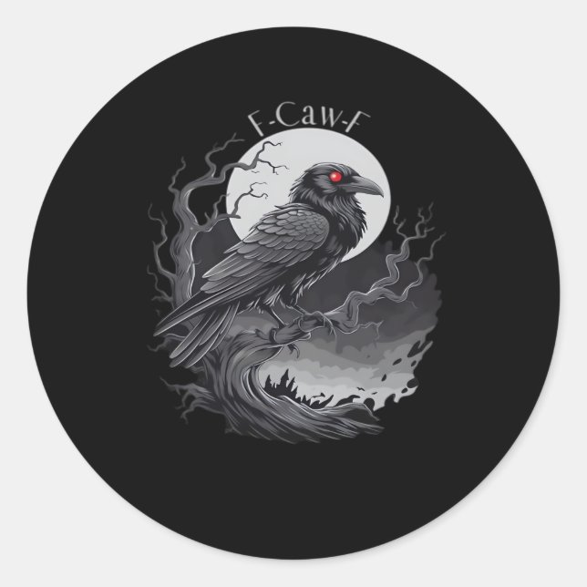 F-Caw-F Klassisch Minimal Sauber Runder Aufkleber (Vorderseite)