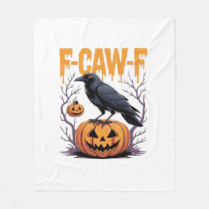 F-Caw-F Klassisches Halloween-Raben-Kürbis-T-Shirt Fleecedecke