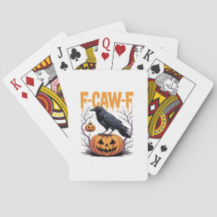 F-Caw-F Klassisches Halloween-Raben-Kürbis-T-Shirt Spielkarten