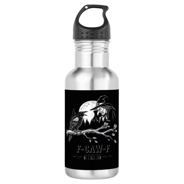 F-Caw-F Krähe Halloween Hexe F-Caw-F Edelstahlflasche (Vorderseite)